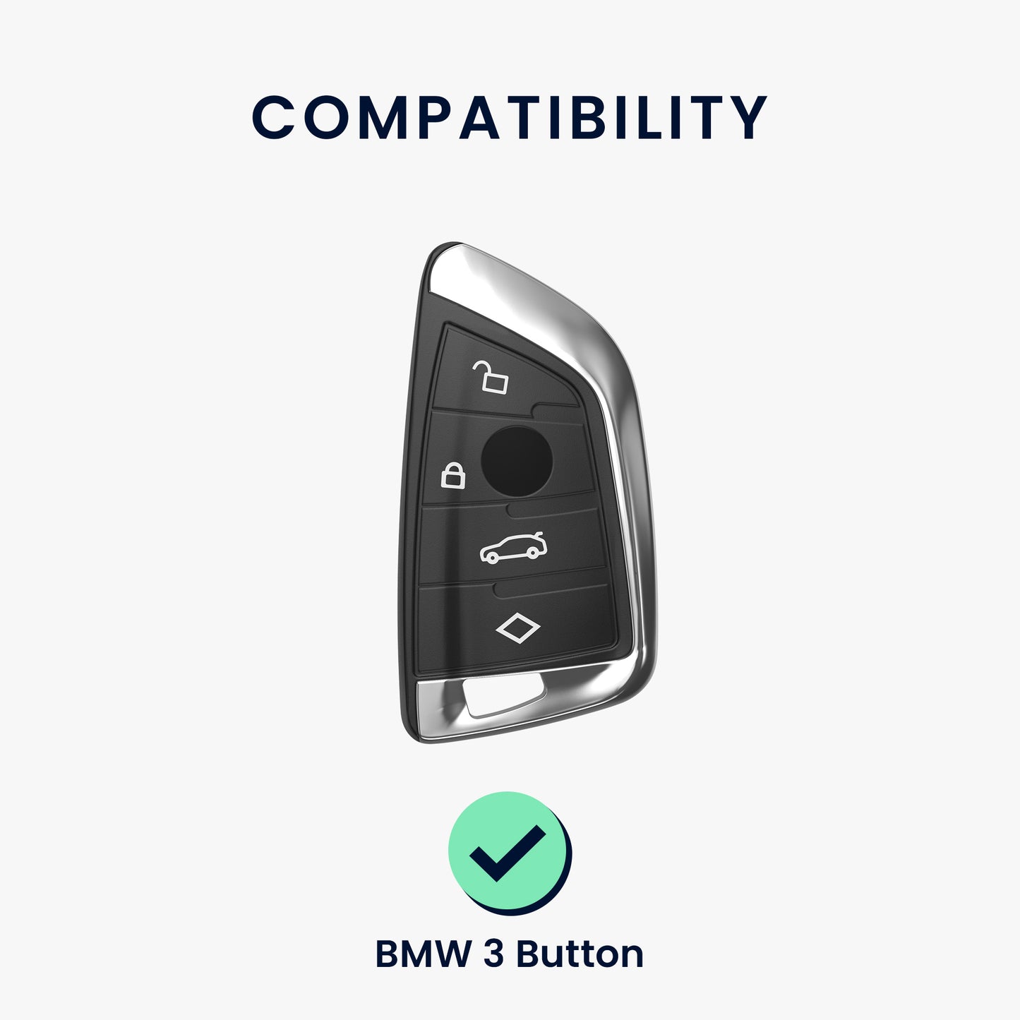 kwmobile Car Key Cover Compatible with BMW 3-Button Smart Key - Silicone Cover