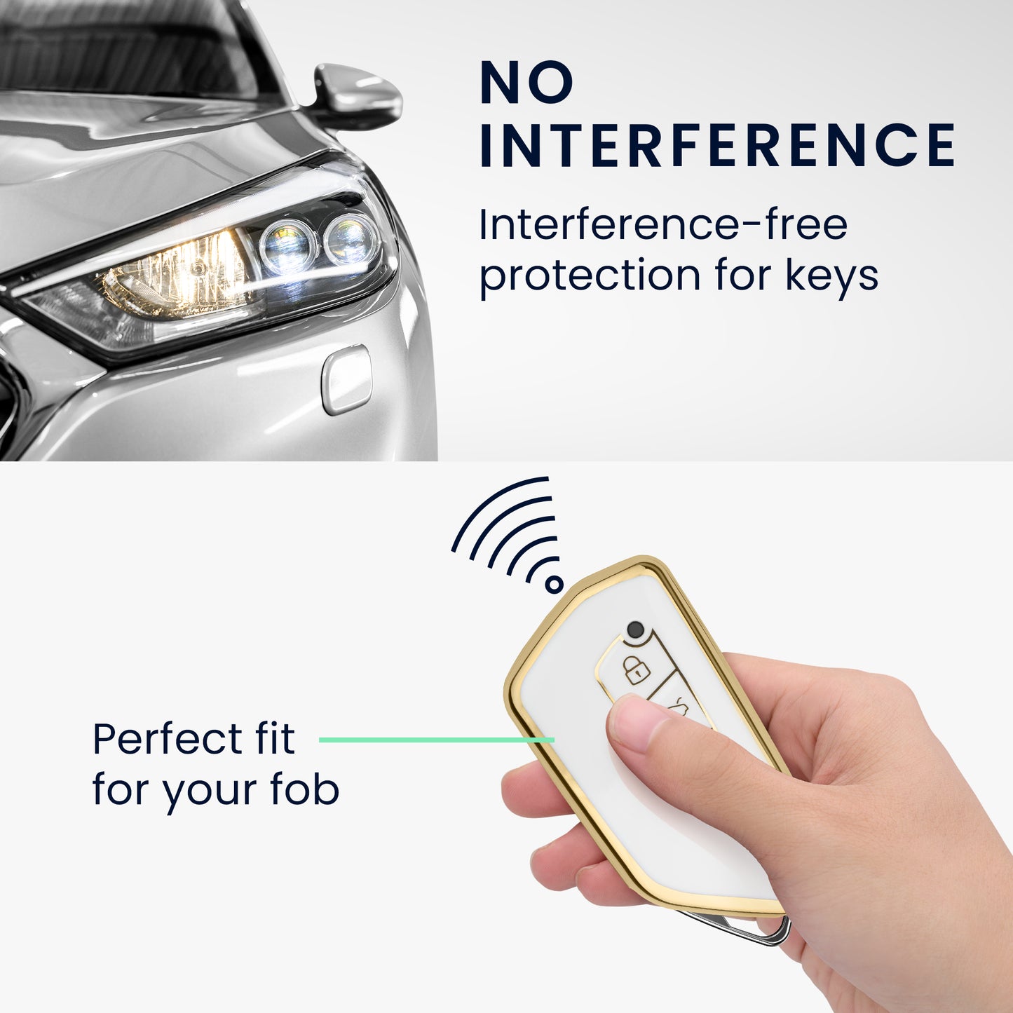 kwmobile Car Key Cover Compatible with VW Golf 8 3-Button Car Key