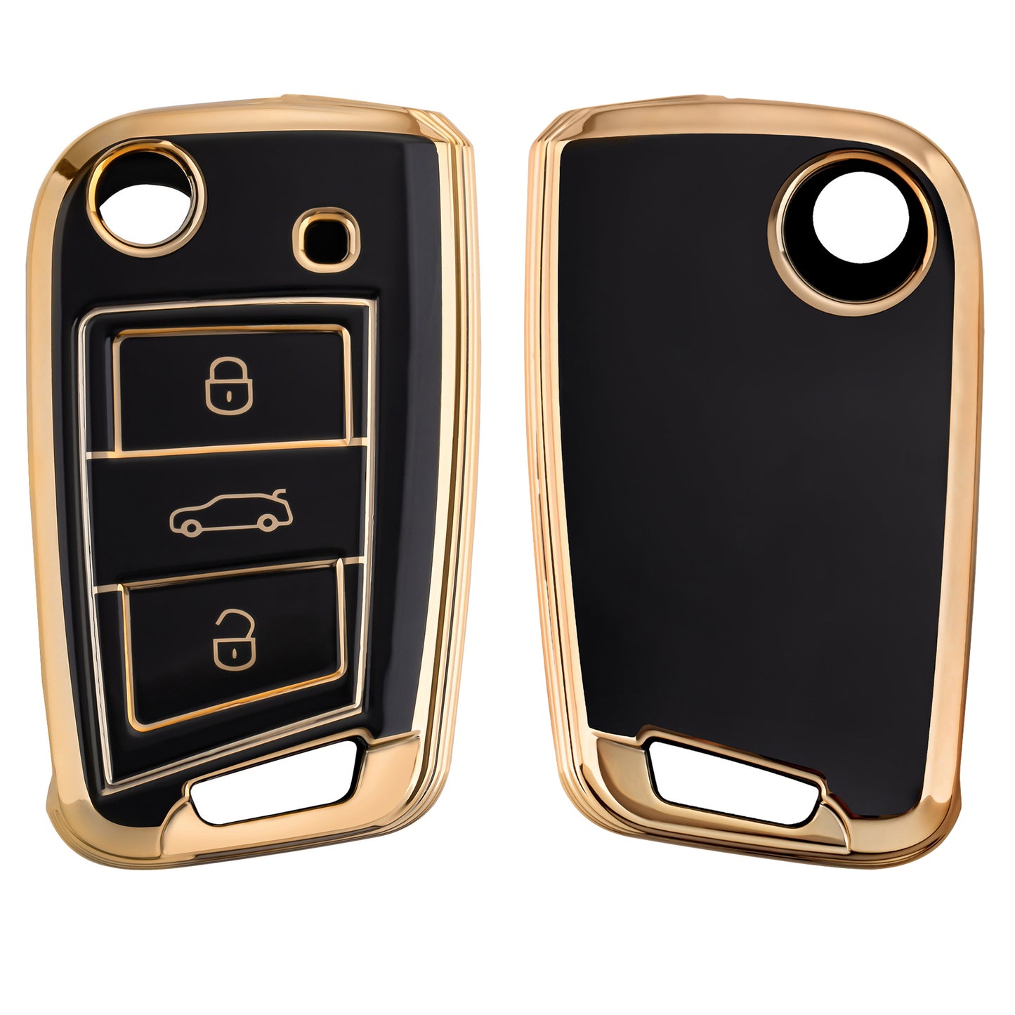 kwmobile Car Key Cover Compatible with VW Golf 7 MK7 3-Button Car Key - Silicone Key Case Cover