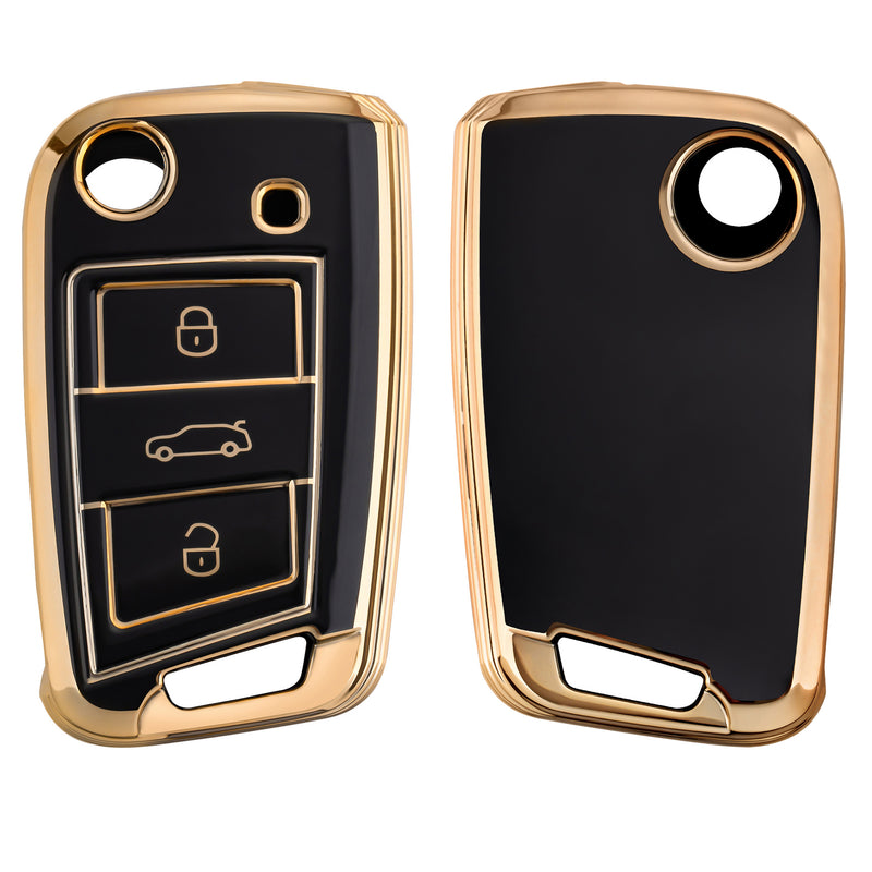 kwmobile Car Key Cover Compatible with VW Golf 7 MK7 3-Button Car Key - Silicone Key Case Cover