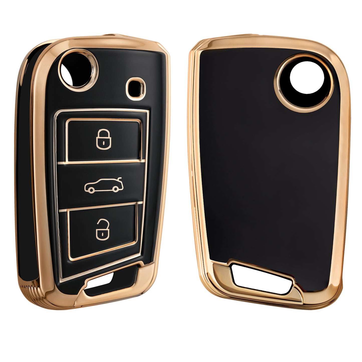 kwmobile Car Key Cover Compatible with VW Golf 7 MK7 3-Button Car Key - Silicone Key Case Cover