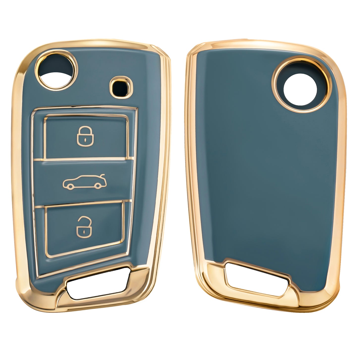 kwmobile Car Key Cover Compatible with VW Golf 7 MK7 3-Button Car Key - Silicone Key Case Cover