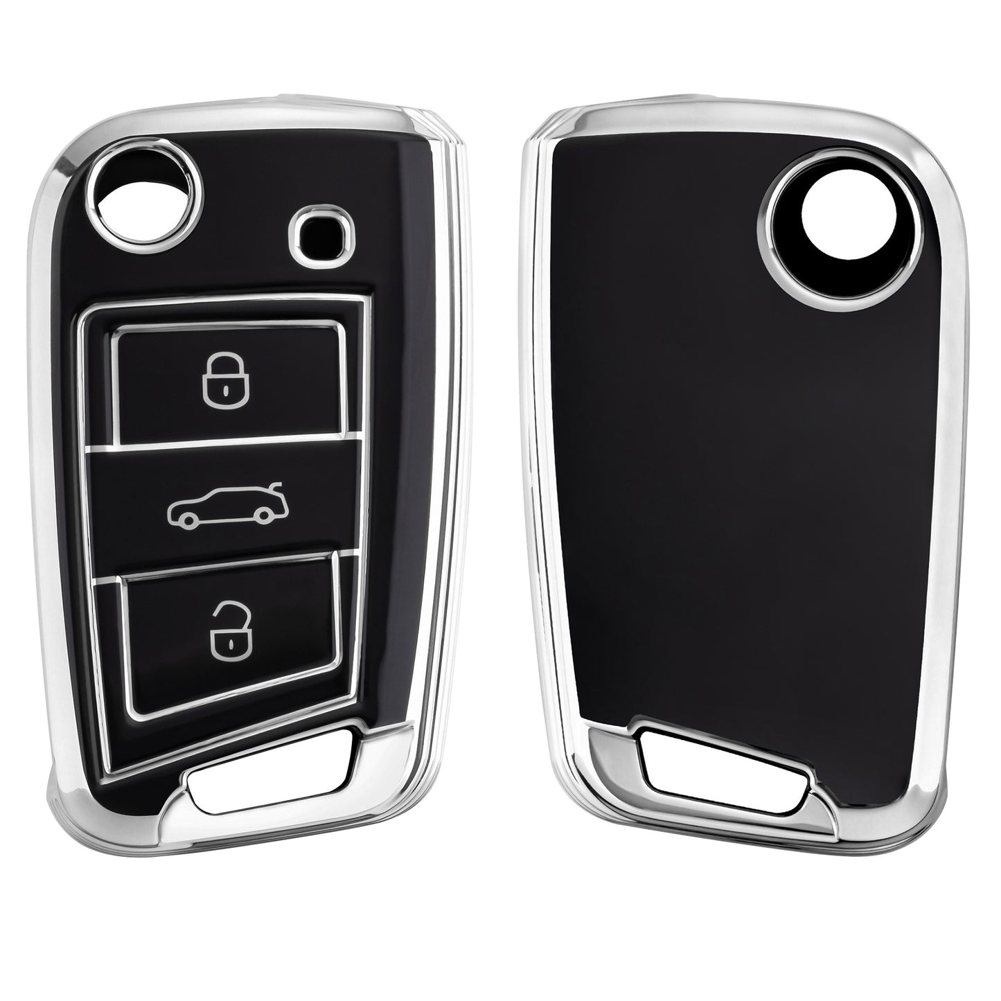 kwmobile Car Key Cover Compatible with VW Golf 7 MK7 3-Button Car Key - Silicone Key Case Cover