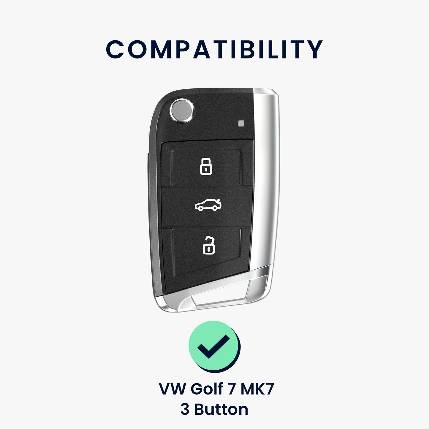 kwmobile Car Key Cover Compatible with VW Golf 7 MK7 3-Button Car Key - Silicone Key Case Cover