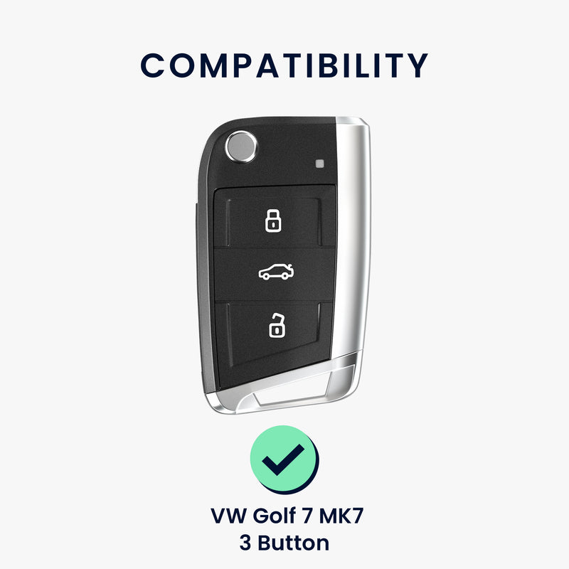 kwmobile Car Key Cover Compatible with VW Golf 7 MK7 3-Button Car Key - Silicone Key Case Cover