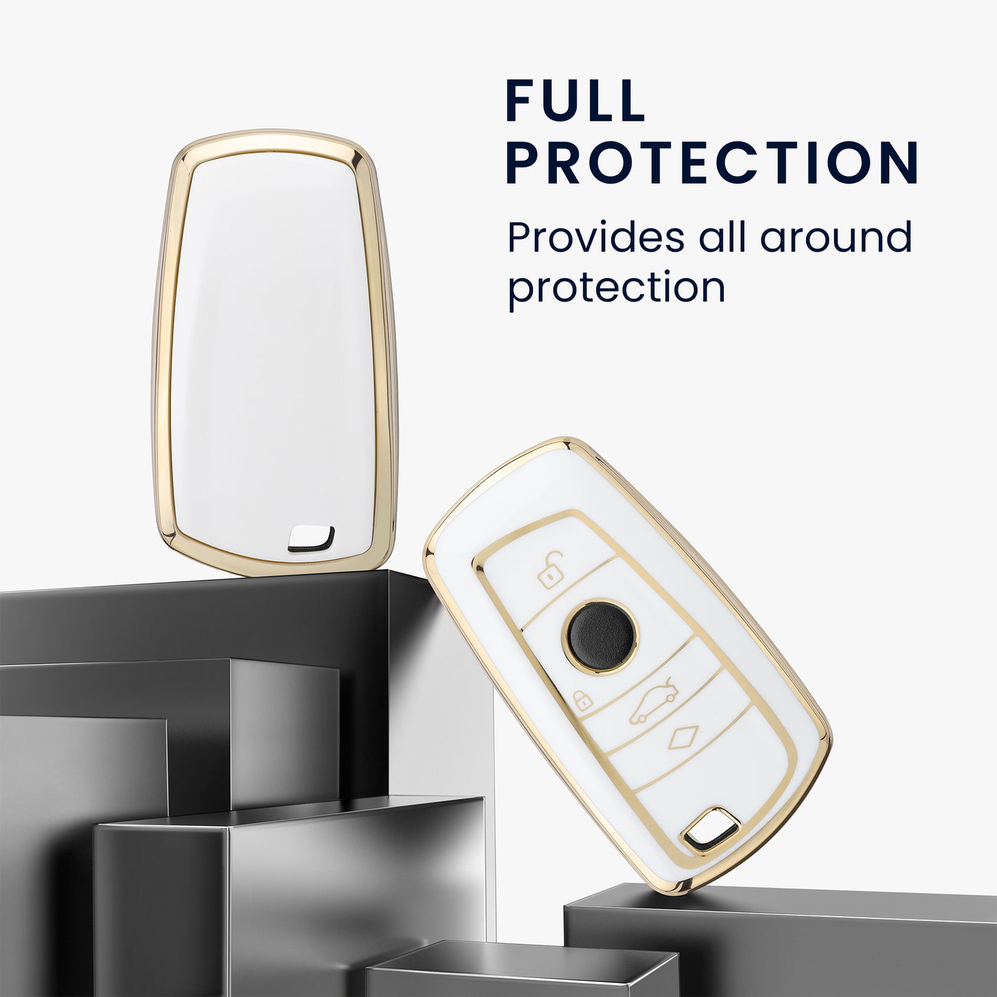 kwmobile Car Key Cover Compatible with BMW 3-Button Smart Key - Key Fob Cover