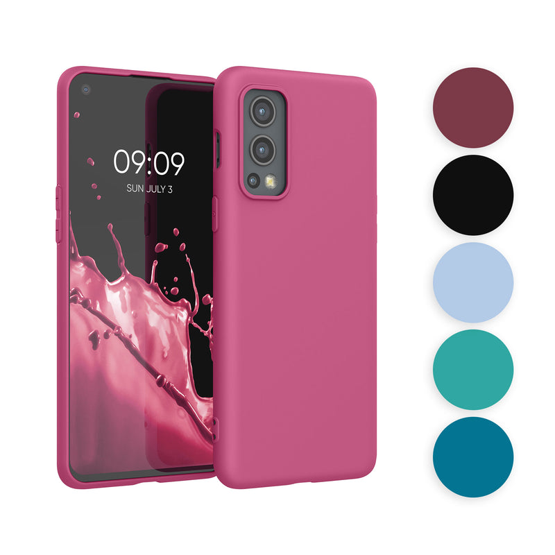 kwmobile Hülle kompatibel mit OnePlus Nord 2 5G Hülle - weiches TPU Silikon Case - Cover geeignet für kabelloses Laden - Schwarz matt Schwarz matt  