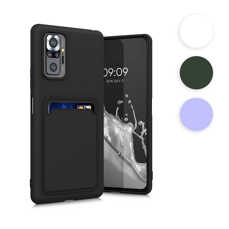 kwmobile Handyhülle kompatibel mit Xiaomi Redmi Note 10 Pro Hülle - Handy Cover mit Fach für Karten - in Schwarz matt Schwarz matt  