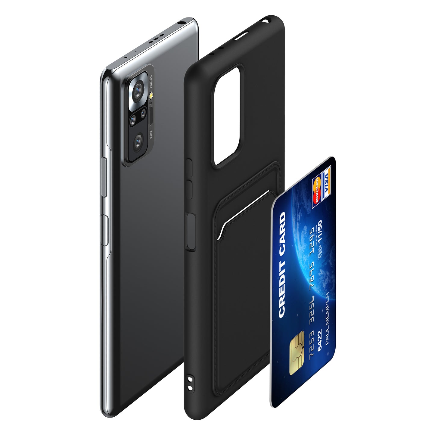 kwmobile Phone Case compatible with Xiaomi Redmi Note 10 Pro Case - Phone Cover with Card Slot