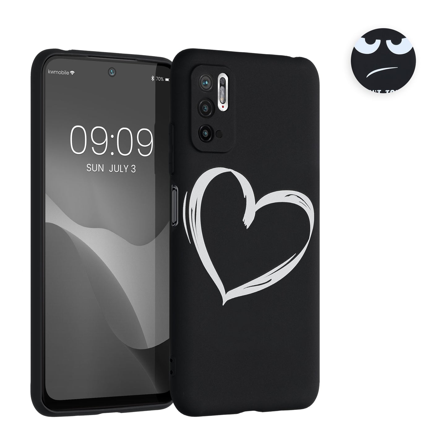 kwmobile Hülle kompatibel mit Xiaomi Redmi Note 10 5G - Handyhülle Silikon Case - Don't touch my Phone Weiß Schwarz Weiß  [dsg01]