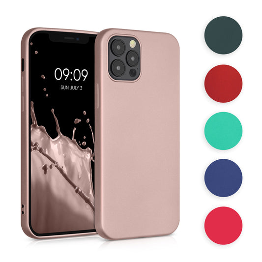 kwmobile Case kompatibel mit Apple iPhone 12 / iPhone 12 Pro Hülle - Schutzhülle aus Silikon metallisch schimmernd - Handyhülle Metallic Türkis Metallic Türkis  