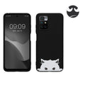kwmobile Hülle kompatibel mit Xiaomi Redmi 10 (2021 / 2022) - Handyhülle Silikon Case - Neugierige Katze Schwarz Weiß Schwarz  [dsg02]