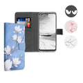 kwmobile Wallet Case kompatibel mit Xiaomi Redmi 10 (2021 / 2022) Hülle - Cover mit Ständer und Kartenfächern - Magnolien Taupe Weiß Blaugrau Taupe  [dsg01]