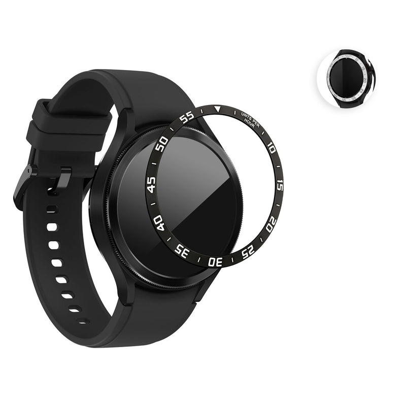 kwmobile Schutzring kompatibel mit Samsung Galaxy Watch 4 Classic (46mm) Fitnesstracker - Bezel Ring Lünette in Schwarz Silber Schwarz  [dsg01]