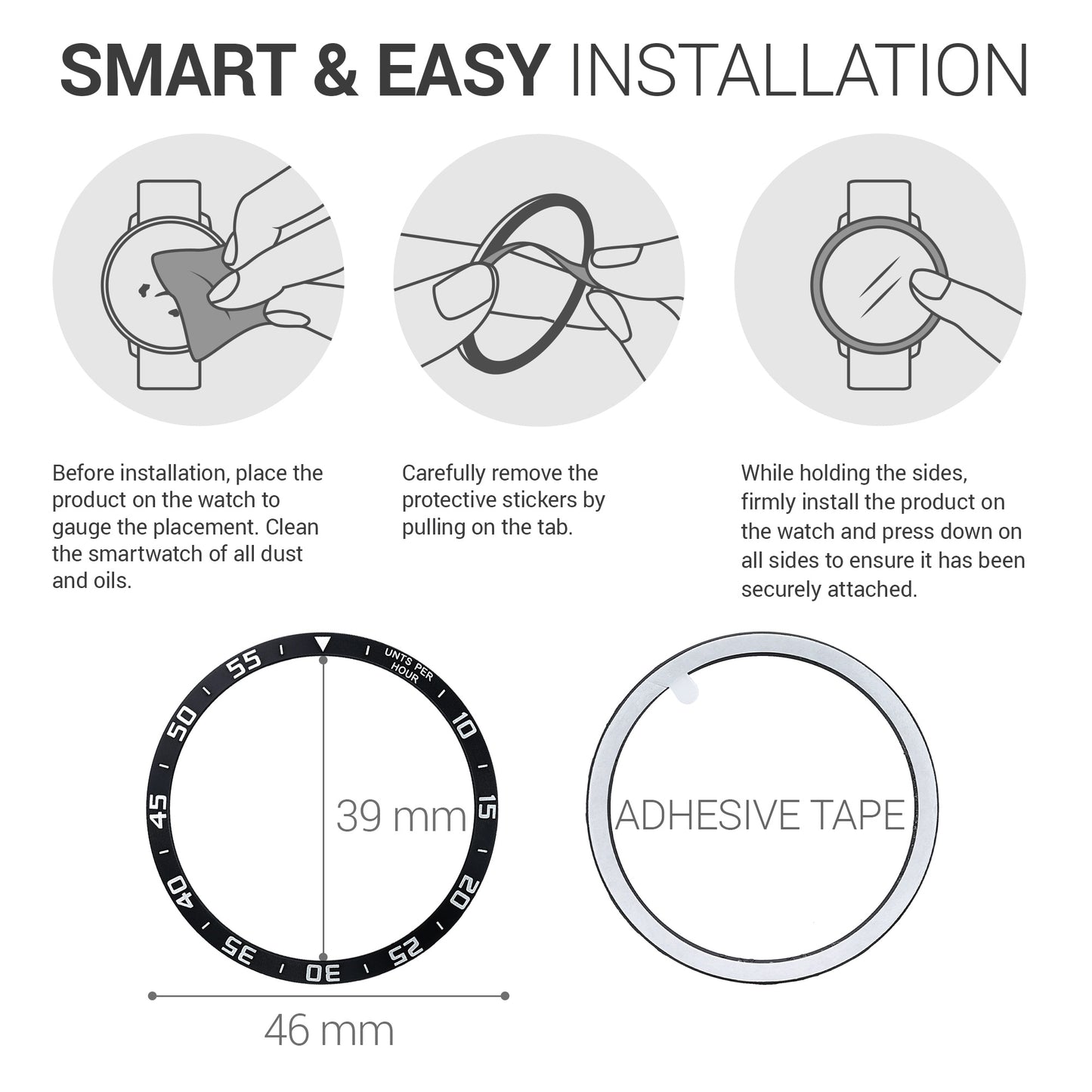kwmobile Protective Ring Compatible with Samsung Galaxy Watch 4 Classic Fitness Tracker - Bezel Ring