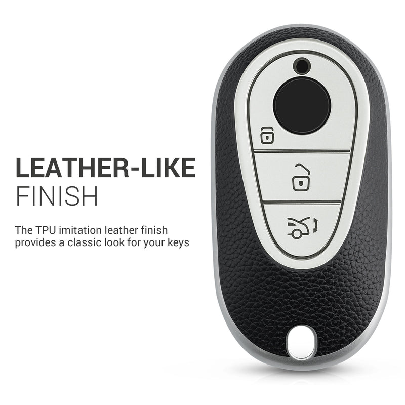 kwmobile Car Key Case Compatible with Mercedes Benz 3-Button Smart Car Key