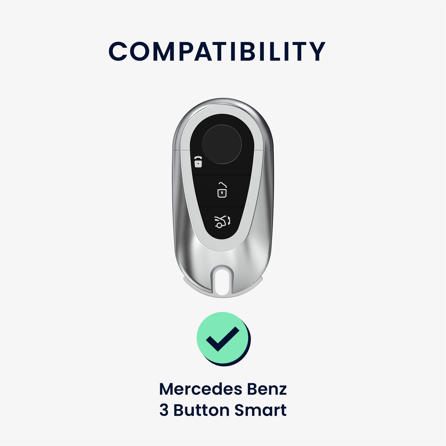 kwmobile Car Key Case Compatible with Mercedes Benz 3-Button Smart Car Key