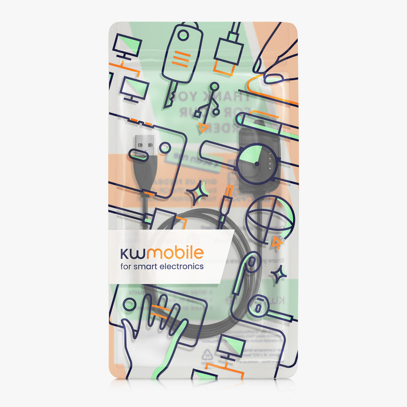 kwmobile USB Cable Charger compatible with Willful ID205 / Yamay SW020 Charging Cable - Smartwatch Replacement Cable - Fitness Tracker Charging Cable