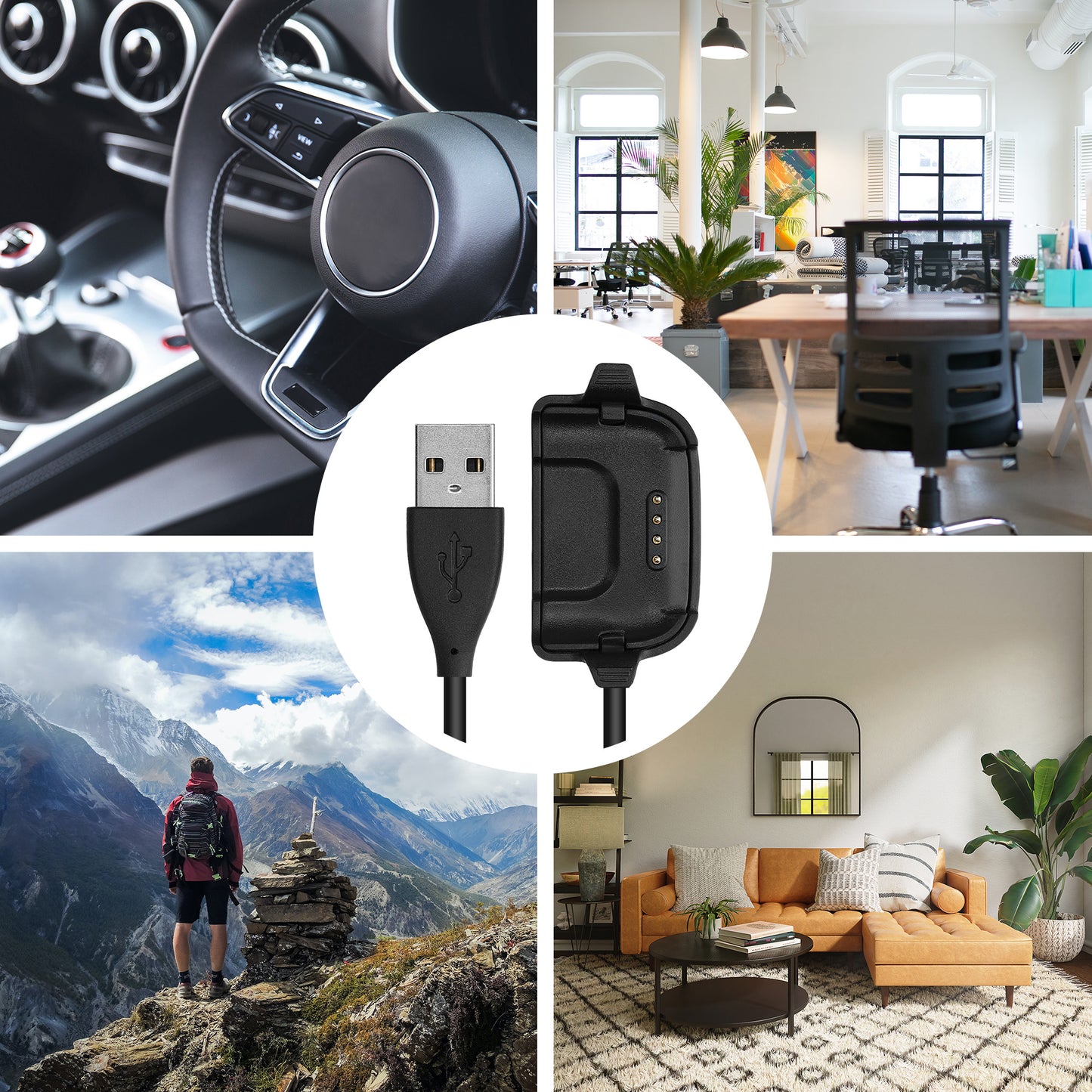kwmobile USB Cable Charger compatible with Willful ID205 / Yamay SW020 Charging Cable - Smartwatch Replacement Cable - Fitness Tracker Charging Cable