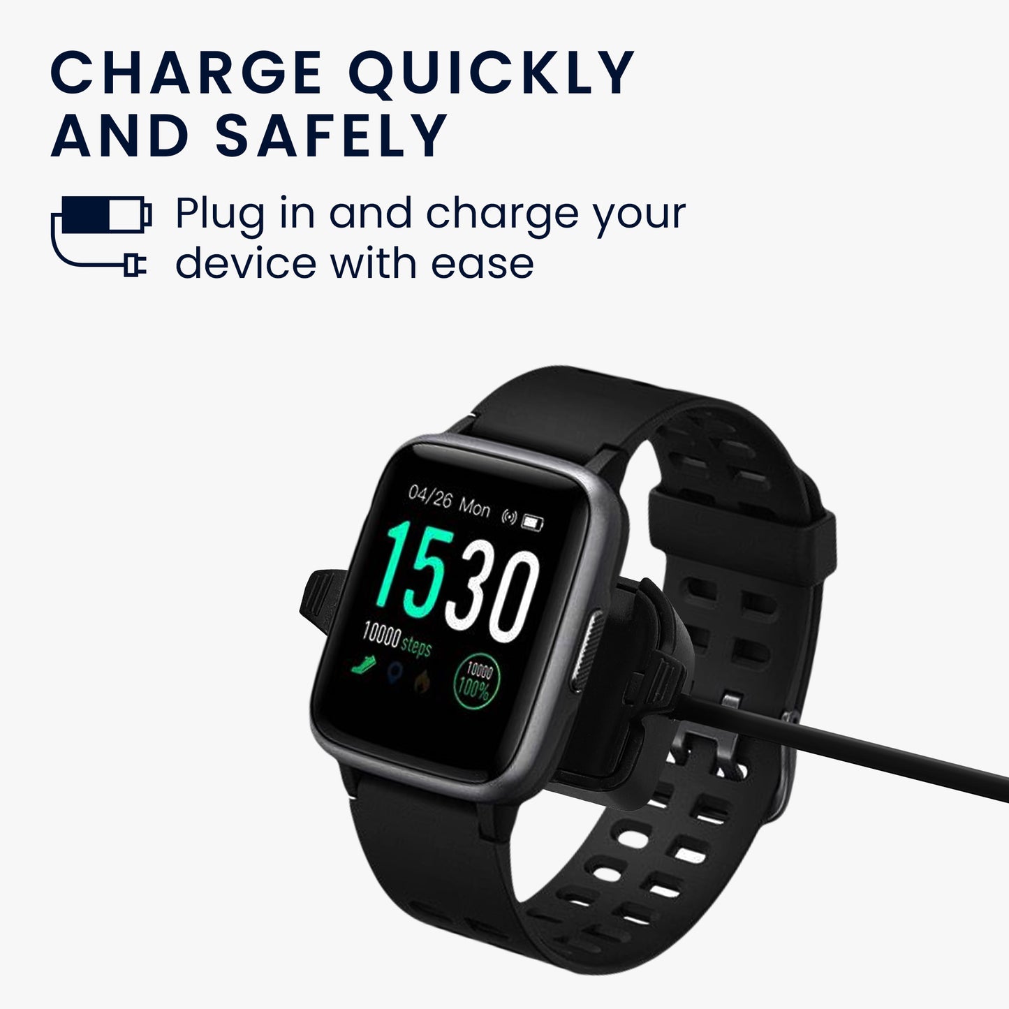kwmobile USB Cable Charger compatible with Willful ID205 / Yamay SW020 Charging Cable - Smartwatch Replacement Cable - Fitness Tracker Charging Cable