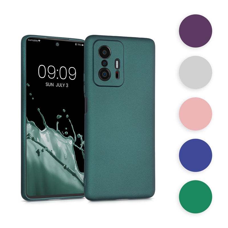 kwmobile Case kompatibel mit Xiaomi 11T / 11T Pro Hülle - Schutzhülle aus Silikon metallisch schimmernd - Handyhülle Metallic Silber Metallic Silber  