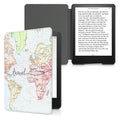 kwmobile Flip Case compatible with Amazon Kindle Paperwhite 11th Generation 2021 Cover Flipcase with Magnetic Closure Travel Lettering