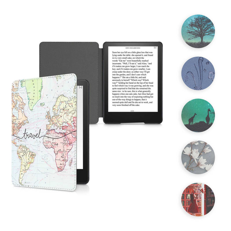 kwmobile Klapphülle kompatibel mit Amazon Kindle Paperwhite 11. Generation 2021 Hülle - Flipcase für Kindle Paperwhite Hülle mit Magnetverschluss - Tarot Karten Dunkelblau  [dsg69]