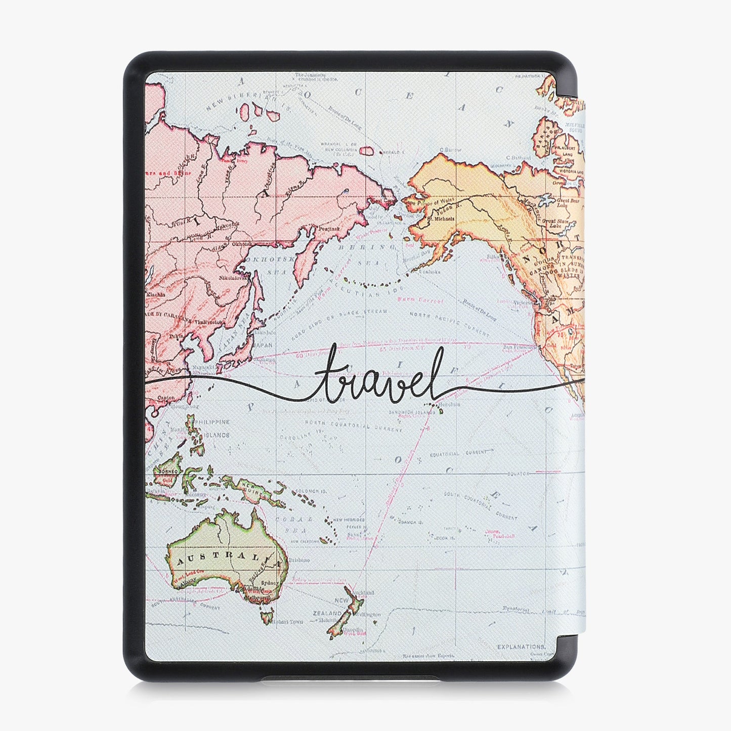 kwmobile Flip Case compatible with Amazon Kindle Paperwhite 11th Generation 2021 Cover Flipcase with Magnetic Closure Travel Lettering