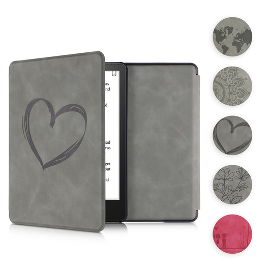 kwmobile Klapphülle kompatibel mit Amazon Kindle Paperwhite 11. Generation 2021 Hülle - Flipcase für Kindle Paperwhite Hülle aus Kunstleder - Kompass Vintage Grau  [dsg26]