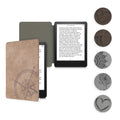 kwmobile Hülle kompatibel mit Amazon Kindle Paperwhite 11. Generation 2021 - Kunstleder eReader Schutzhülle - Kompass Vintage Braun Braun  [dsg01]