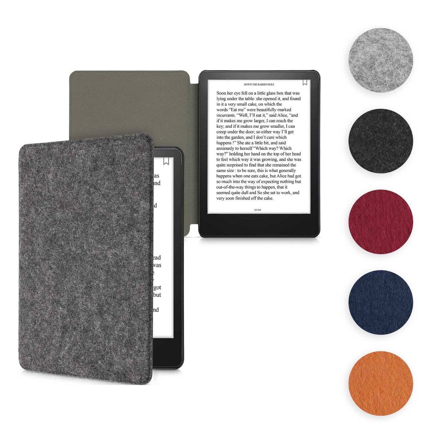 kwmobile Hülle kompatibel mit Amazon Kindle Paperwhite 11. Generation 2021 - Filz Stoff eReader Schutzhülle Cover Case - Hellgrau Hellgrau  