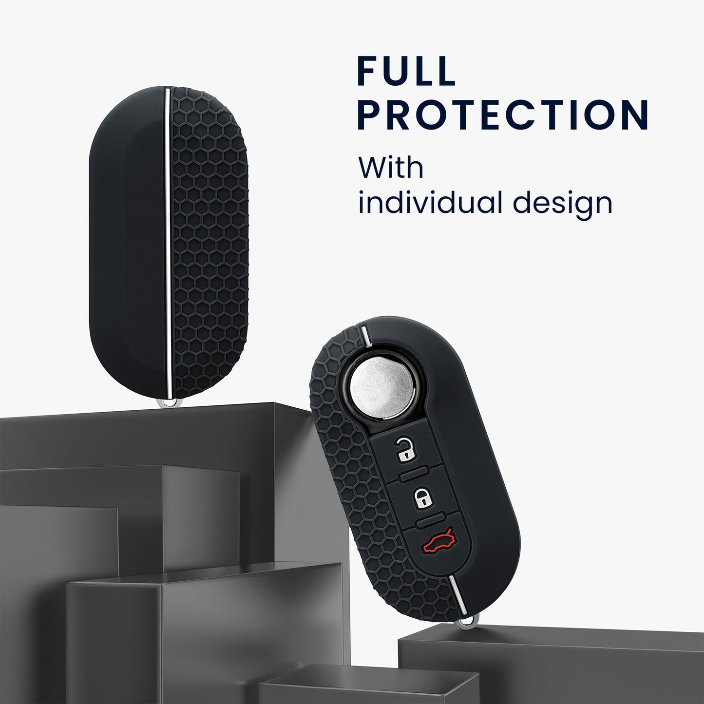 kwmobile Car Key Cover Compatible with Fiat Lancia 3-Button Foldable Car Key Case