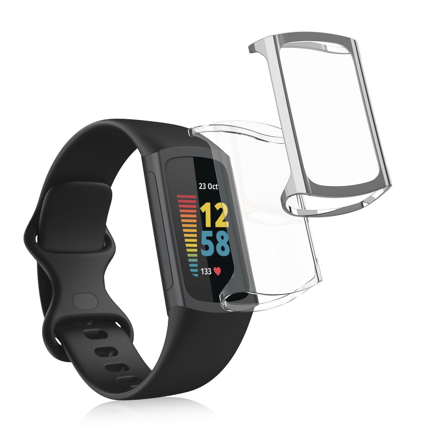 kwmobile Protective Case for Fitbit Charge 6 / Charge 5 Fullbody Screen Cover Set