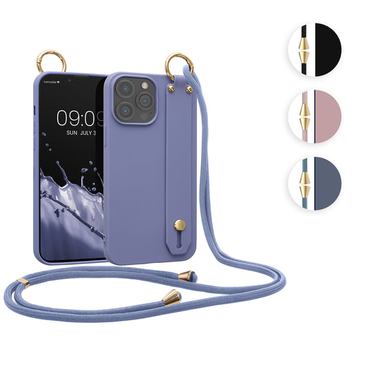 kwmobile Hülle kompatibel mit Apple iPhone 13 Pro Max - Handyhülle mit Schlaufe Ring - Handy Cover Case in Schwarz Schwarz  