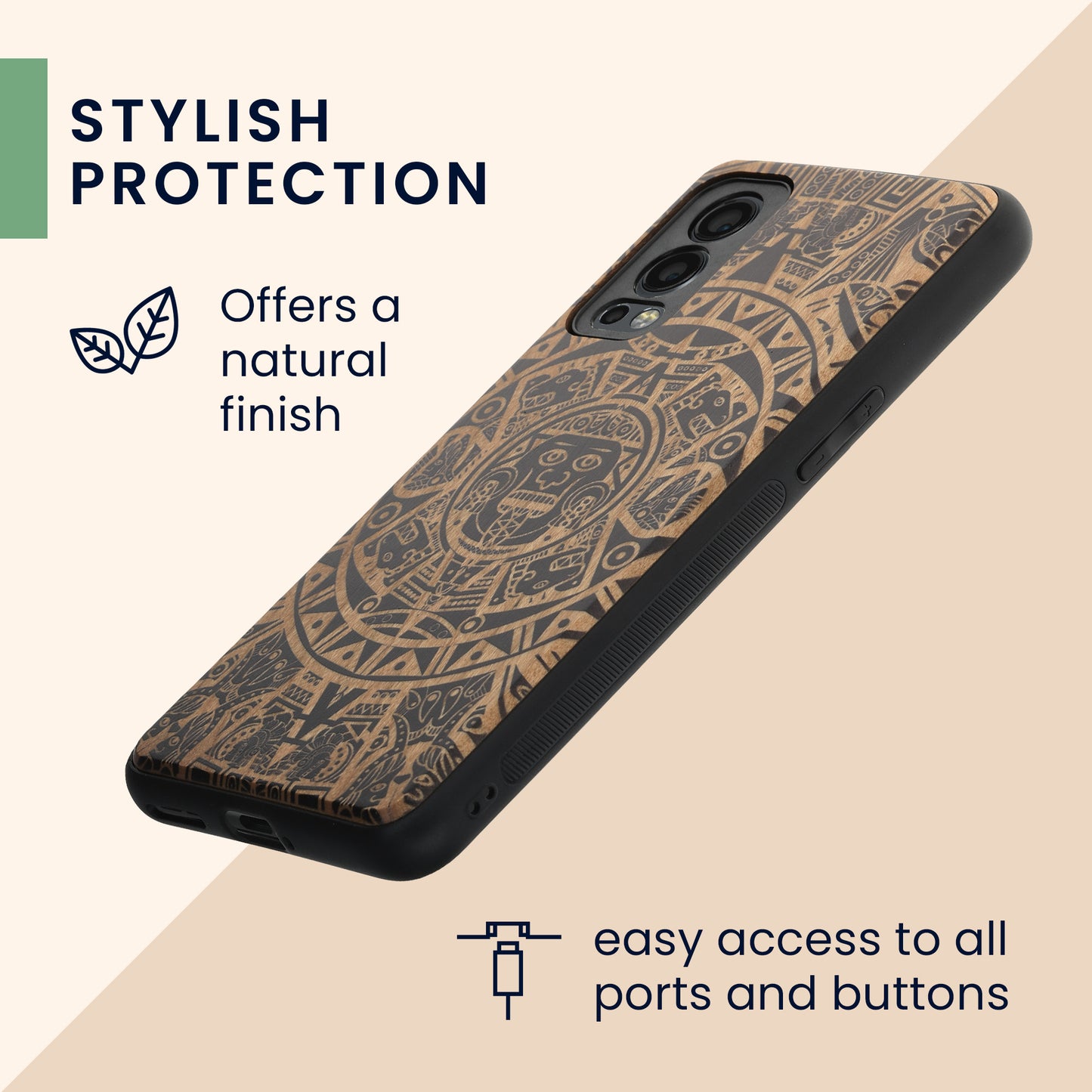 kwmobile Case Compatible with OnePlus Nord 2 5G Phone Cover TPU Phone Case Black Mayan Calendar Art