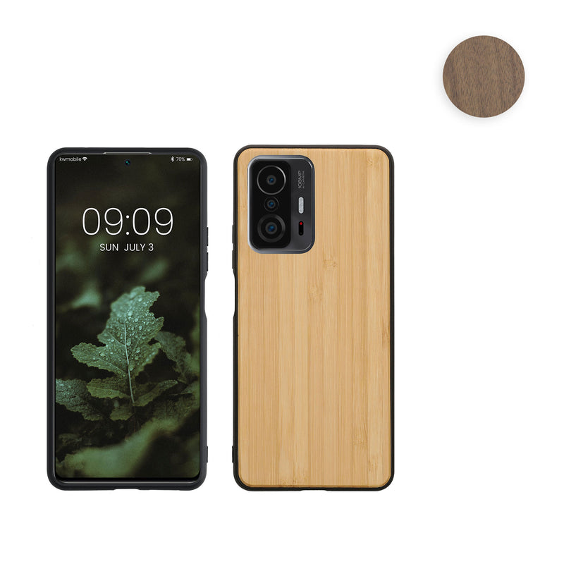 kwmobile Hülle kompatibel mit Xiaomi 11T / 11T Pro Hülle - Holz Case - stoßfestes Handy Cover - TPU Handyhülle in Dunkelbraun Dunkelbraun  