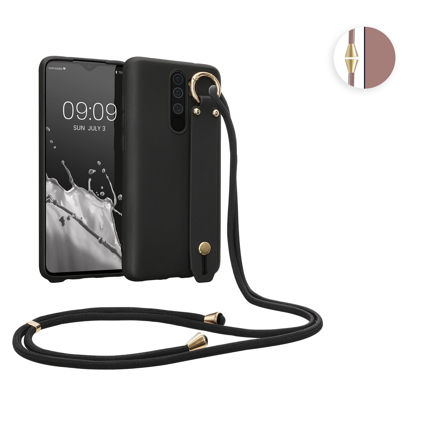 kwmobile Hülle kompatibel mit Xiaomi Redmi Note 8 Pro - Handyhülle mit Schlaufe Ring - Handy Cover Case in Schwarz Schwarz  