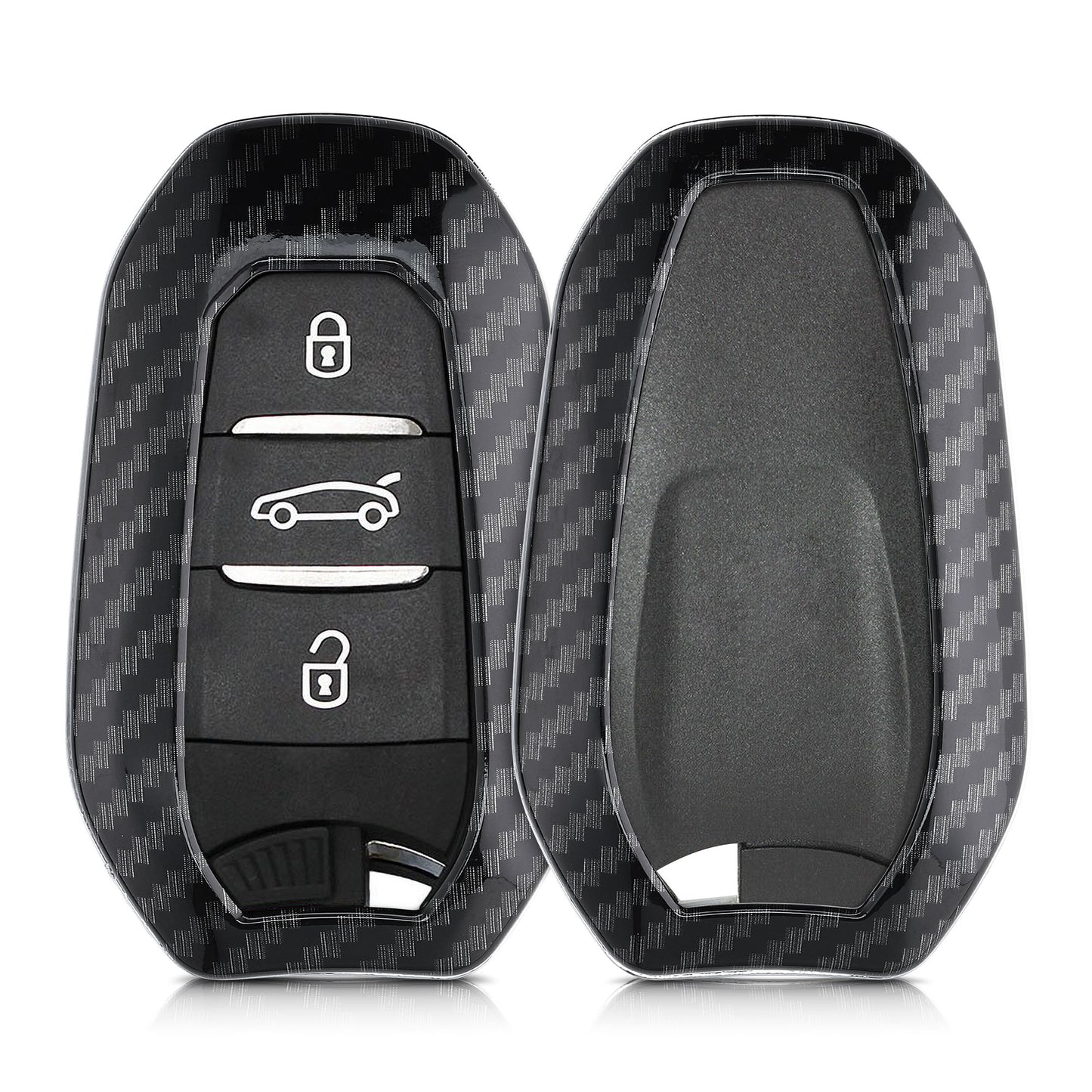 kwmobile Car Key Cover Compatible with Peugeot Citroen 3-Button Smart Key (Keyless Go Only) Hard Case Protective Cover Key Fob Shell