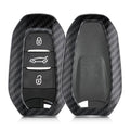 kwmobile Autoschlüssel Hülle kompatibel mit Peugeot Citroen 3-Tasten Smartkey Autoschlüssel (nur Keyless Go) - Hardcover Schutzhülle Schlüsselhülle Cover Carbon Schwarz Schwarz  [dsg01]