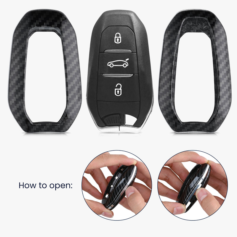 kwmobile Car Key Cover Compatible with Peugeot Citroen 3-Button Smart Key (Keyless Go Only) Hard Case Protective Cover Key Fob Shell