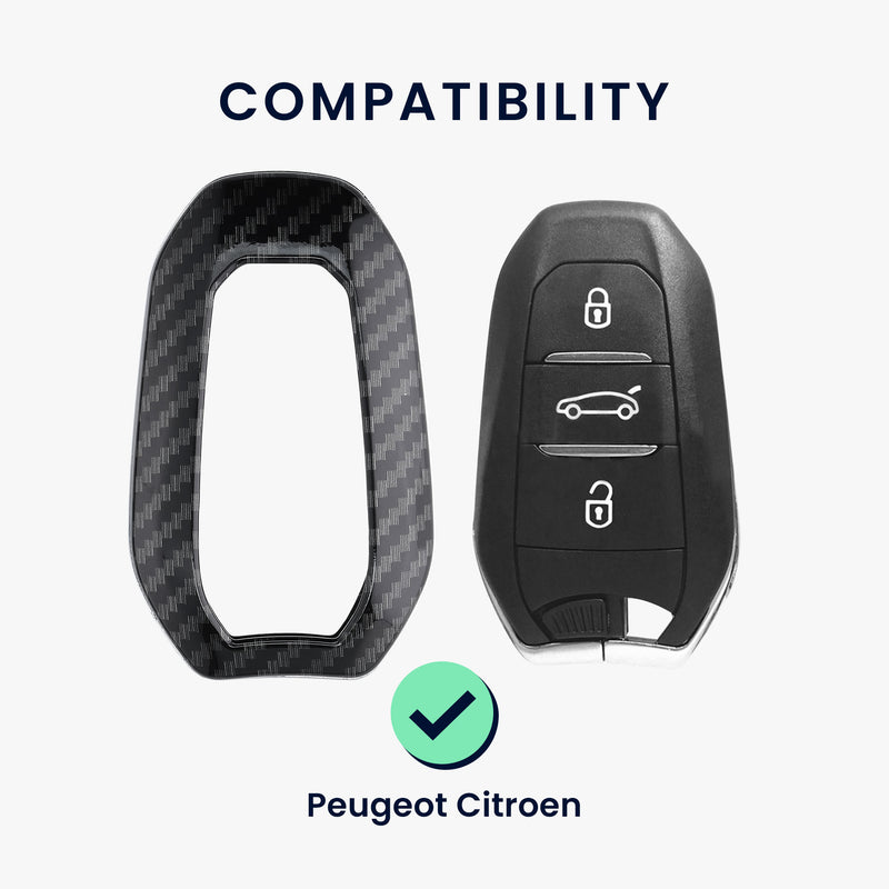 kwmobile Car Key Cover Compatible with Peugeot Citroen 3-Button Smart Key (Keyless Go Only) Hard Case Protective Cover Key Fob Shell