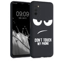 kwmobile Hülle kompatibel mit Samsung Galaxy A03s - Handyhülle Silikon Case - Don't touch my Phone Weiß Schwarz Weiß  [dsg01]