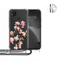 kwmobile Necklace Case kompatibel mit Xiaomi Redmi 9C Hülle - Silikon Cover mit Handykette - Gelb Grau Transparent Dschungel Gelb  [dsg01]