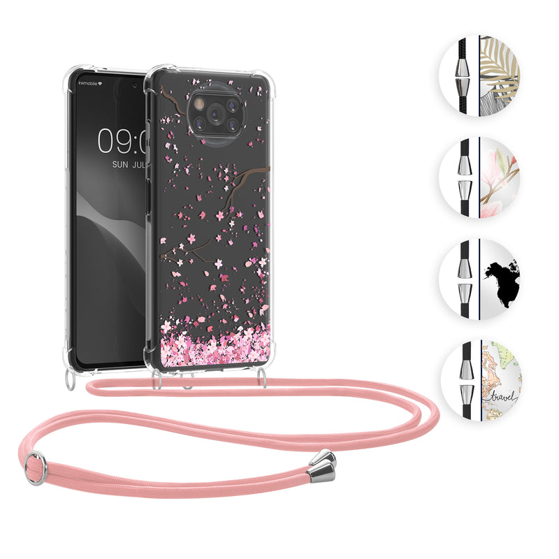 kwmobile Necklace Case kompatibel mit Xiaomi 11 Lite (5G) NE / Mi 11 Lite (5G) Hülle - Silikon Cover mit Handykette - Gelb Grau Transparent Dschungel Gelb  [dsg01]