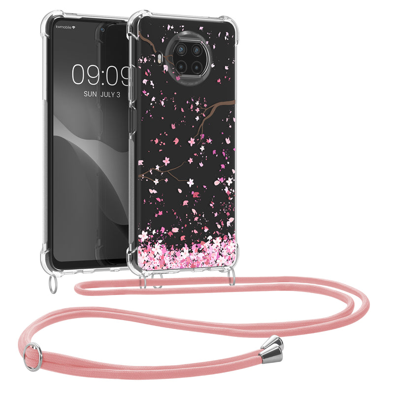 kwmobile Necklace Case compatible with Xiaomi Mi 10T Lite Silicone Cover with Lanyard Transparent Magnolias