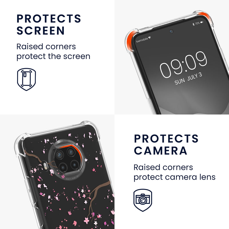 kwmobile Necklace Case compatible with Xiaomi Mi 10T Lite Silicone Cover with Lanyard Transparent Magnolias