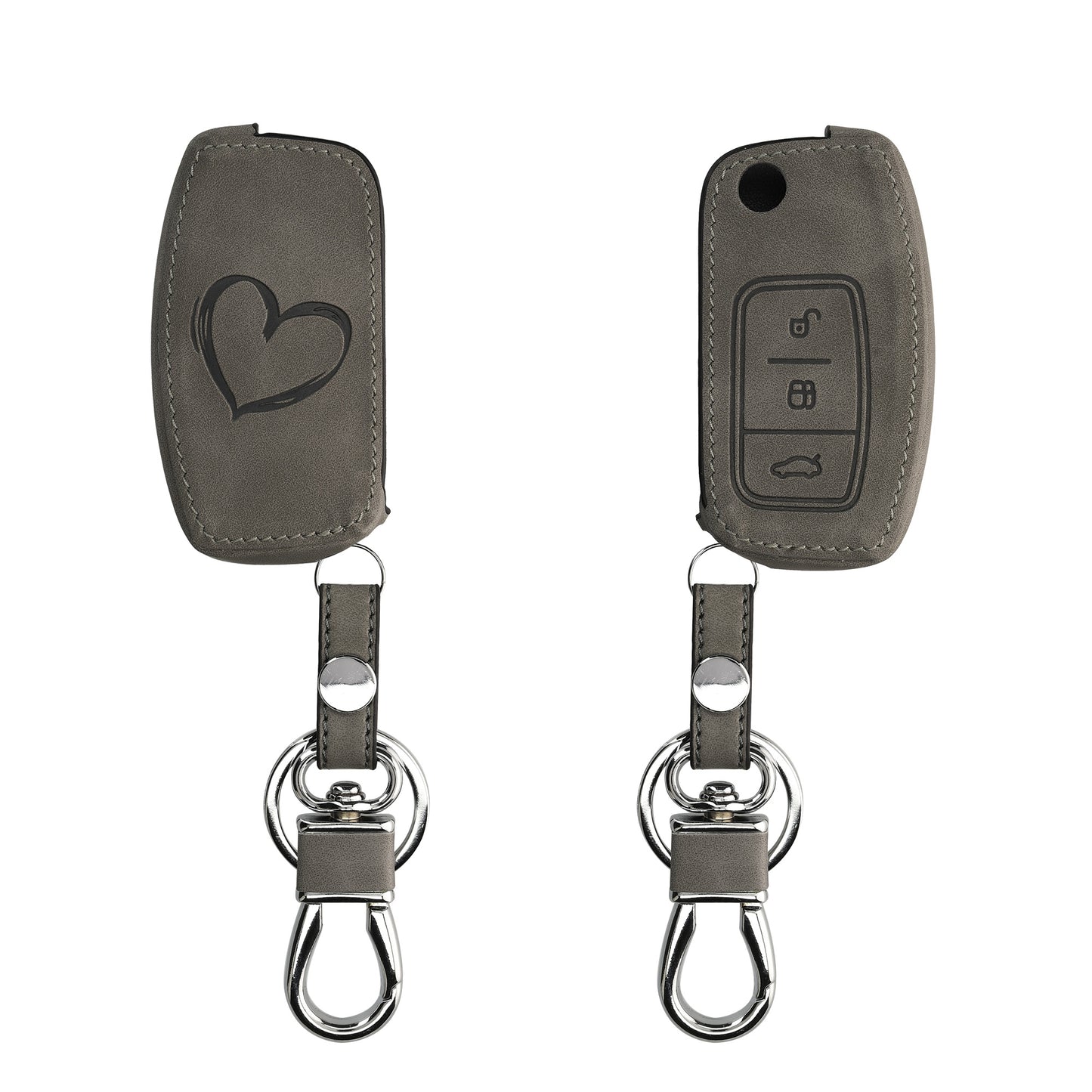 kwmobile Car Key Cover Compatible with Ford 3-Button Flip Key Car Key - Faux Leather Protective Case Key Shell Cover