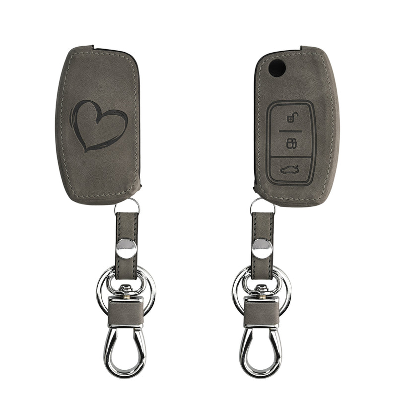kwmobile Car Key Cover Compatible with Ford 3-Button Flip Key Car Key - Faux Leather Protective Case Key Shell Cover