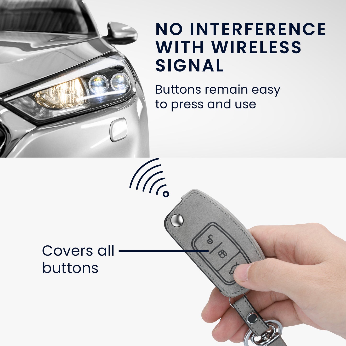 kwmobile Car Key Cover Compatible with Ford 3-Button Flip Key Car Key - Faux Leather Protective Case Key Shell Cover