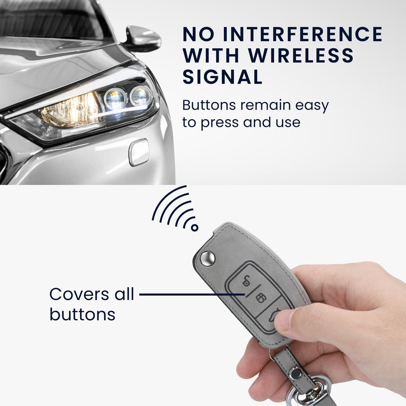 kwmobile Car Key Cover Compatible with Ford 3-Button Flip Key Car Key - Faux Leather Protective Case Key Shell Cover